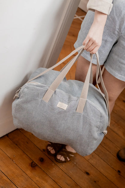 Le sac weekend bleu en lin - cadeau Made In France