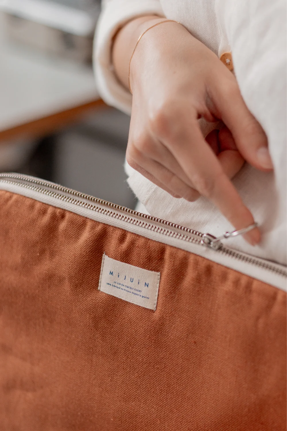 Pochette ordinateur en lin - écoresponsable