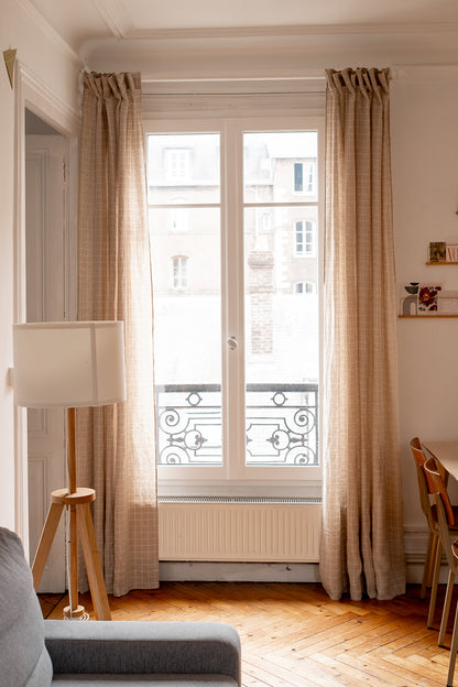 Rideau en lin fin carreaux made in france -Linge de maison 