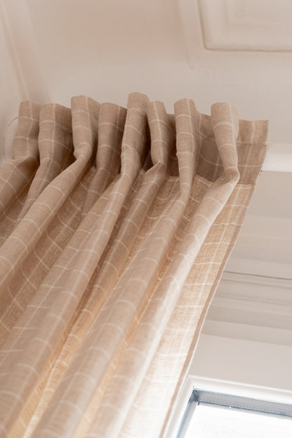 Rideau en lin fin carreaux made in france -Linge de maison 