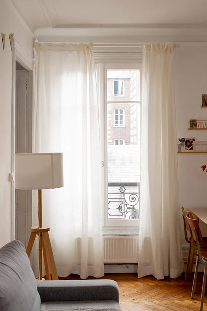Rideau en lin blanc fin made in france - Linge de maison