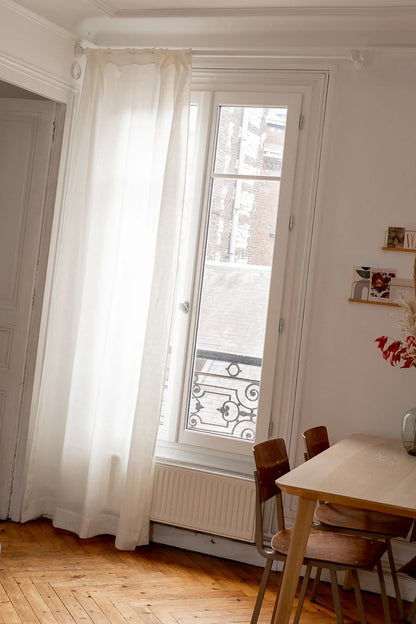 Rideau en lin blanc fin made in france - Linge de maison