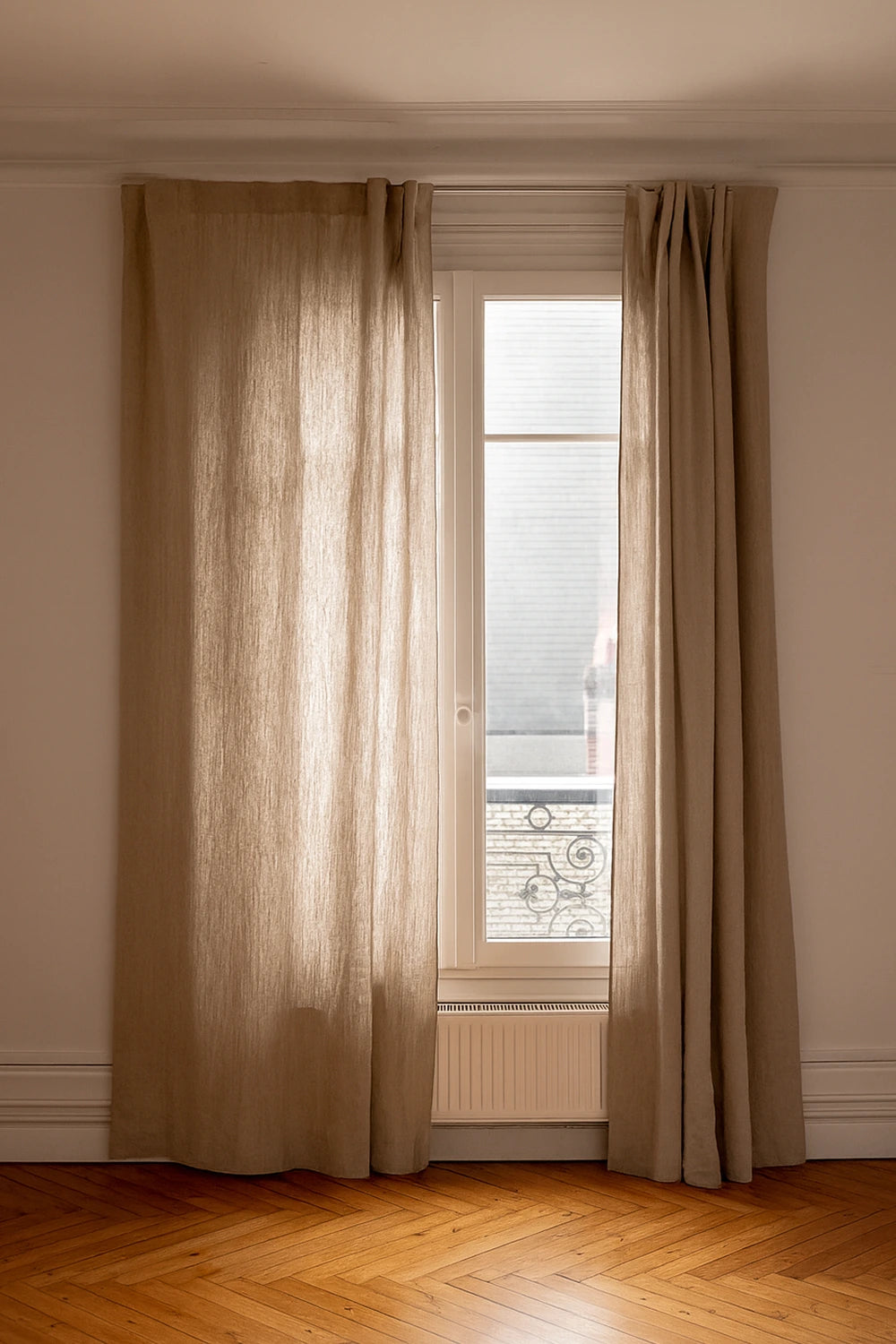 Rideau en lin beige épais made in france - Linge de maison