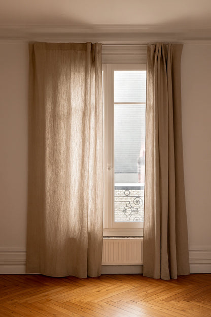 Rideau en lin beige épais made in france - Linge de maison