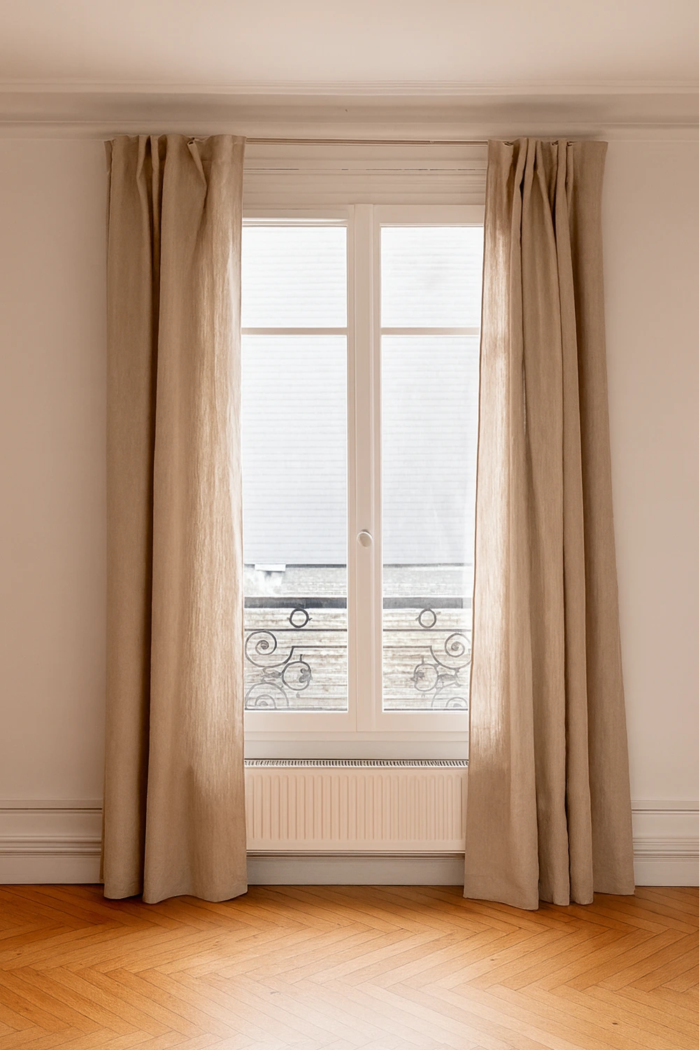 Rideau en lin beige épais - Cadeau linge de maison Made in France pour Noël