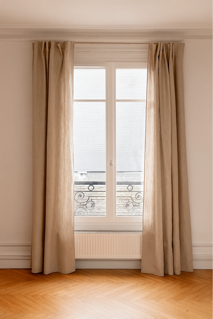 Rideau en lin beige épais made in france - Linge de maison