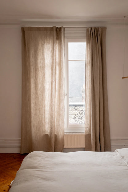Rideau en lin beige épais made in france - Linge de maison