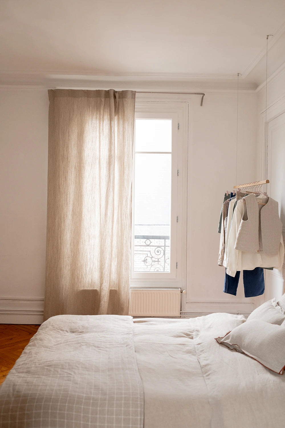Rideau en lin beige épais made in france - Linge de maison