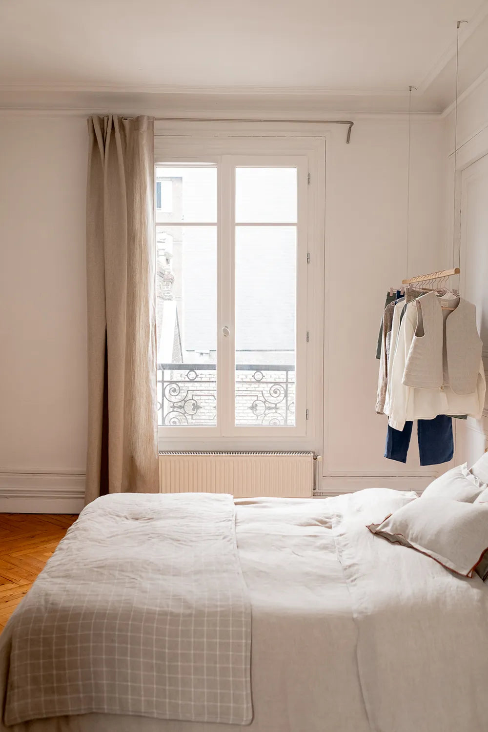 Rideau en lin beige épais made in france - Linge de maison