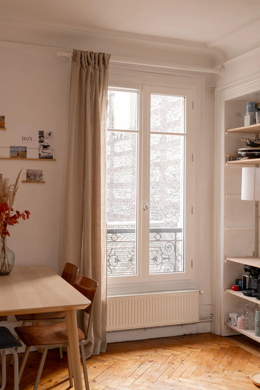 rideau en lin fin beige - made in france