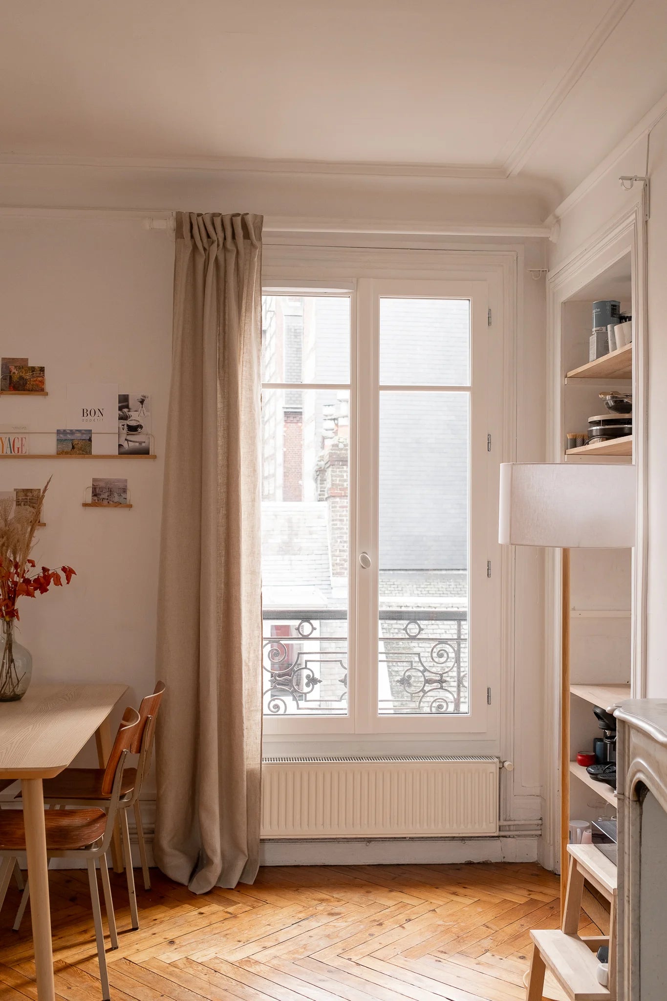 rideau en lin fin beige - made in france