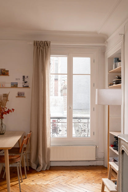 rideau en lin fin beige - made in france