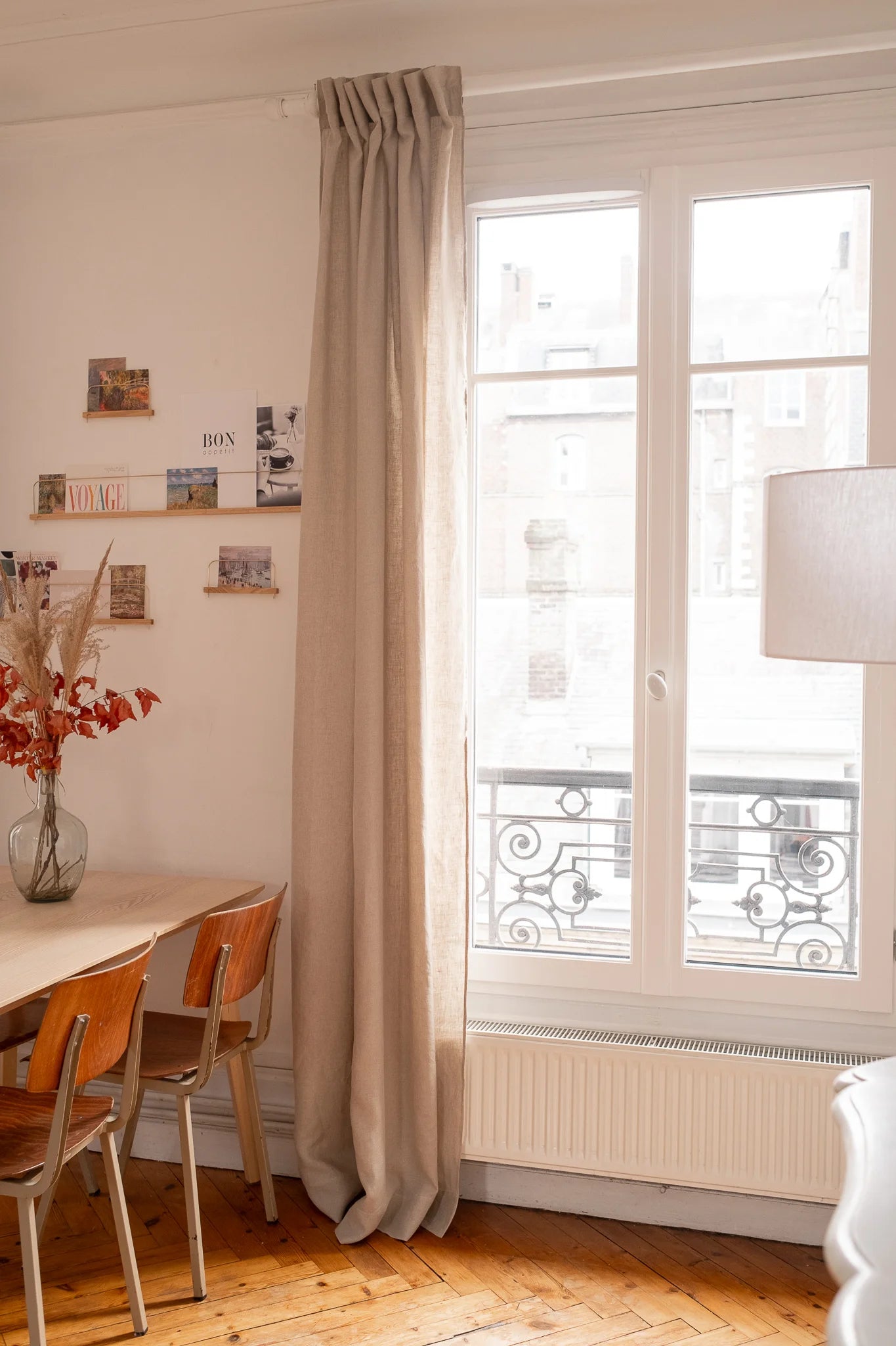 rideau en lin fin beige - made in france