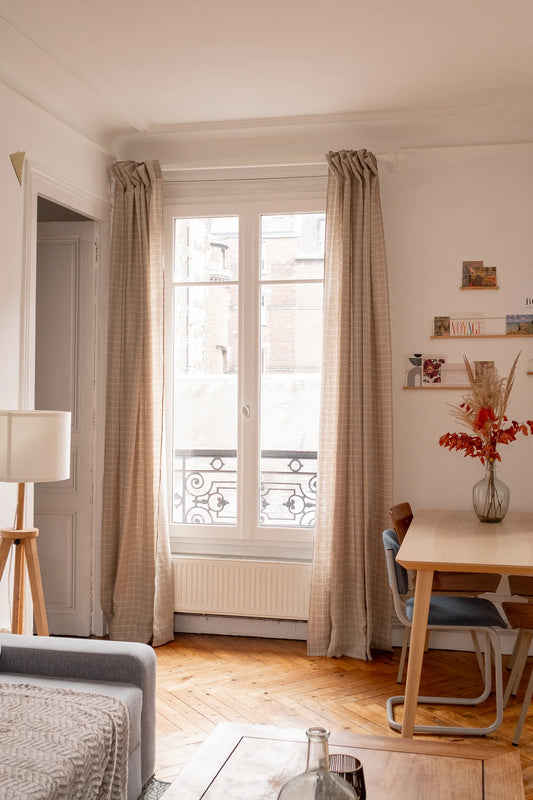 Le rideau en lin carreaux - Made in France