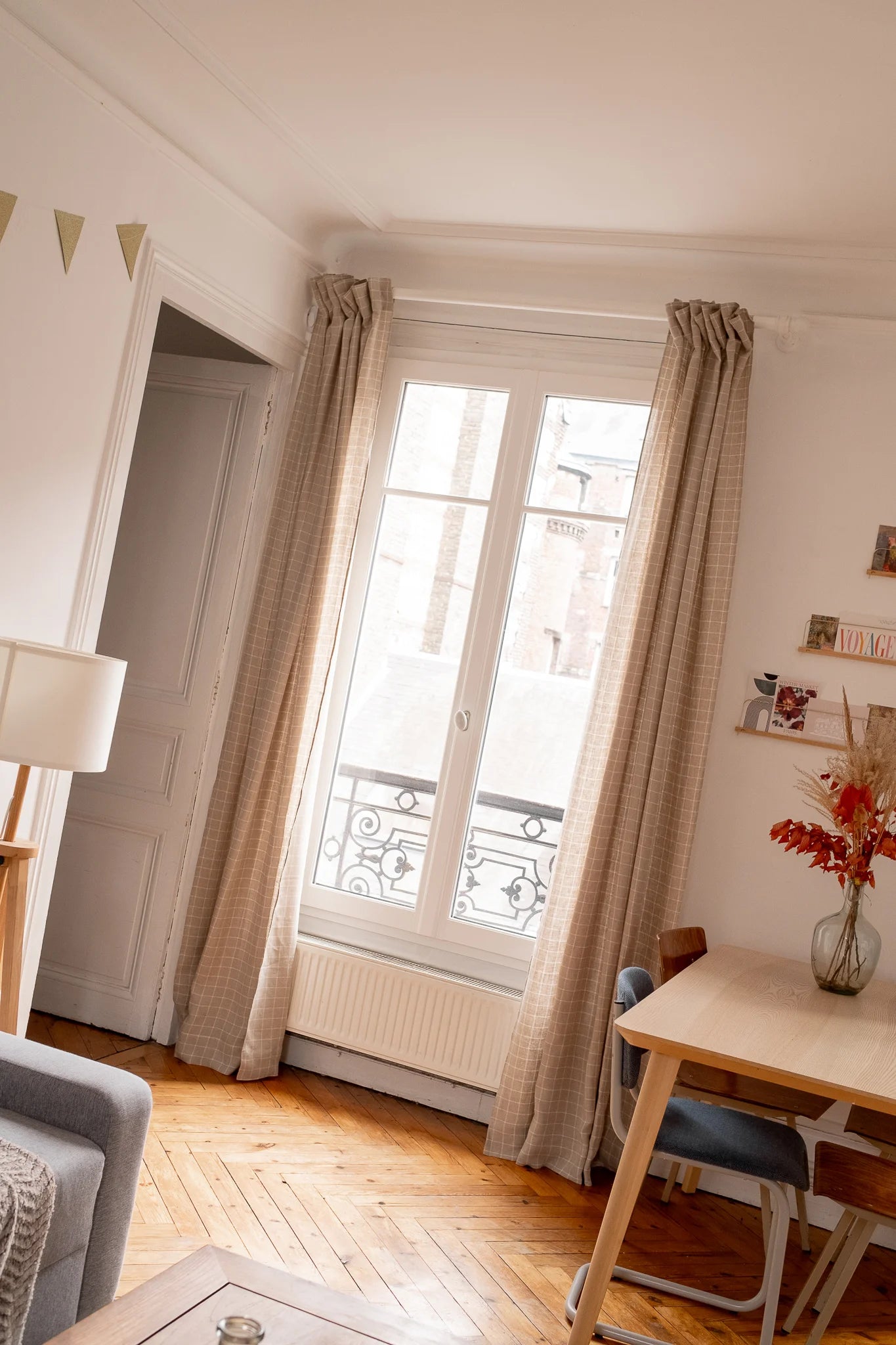 Le rideau en lin carreaux - Made in France