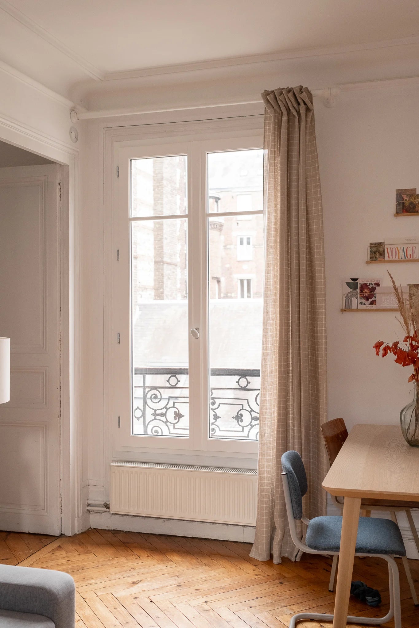 Le rideau en lin carreaux - Made in France