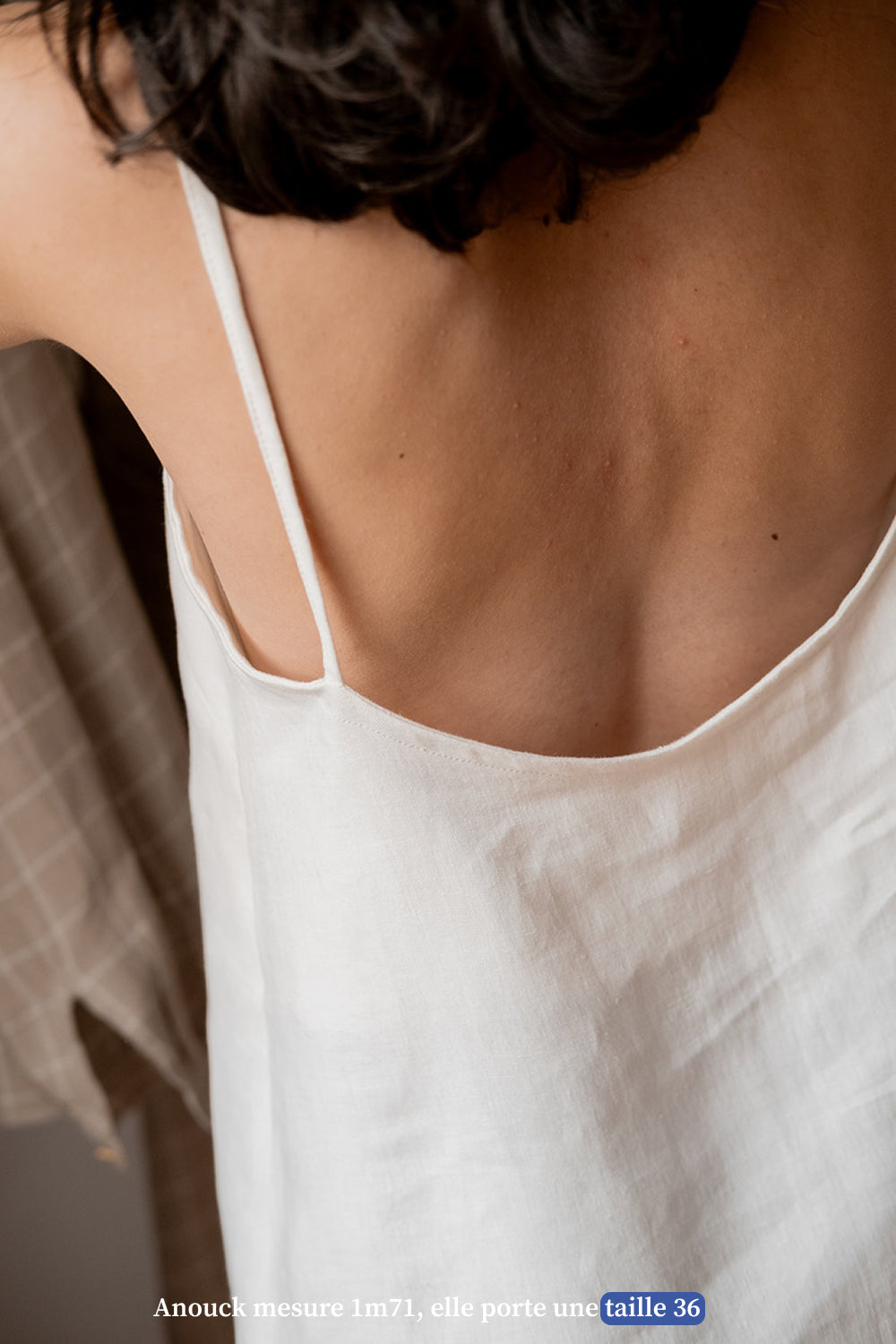 Robe en lin à bretelles dos nu blanche made in france