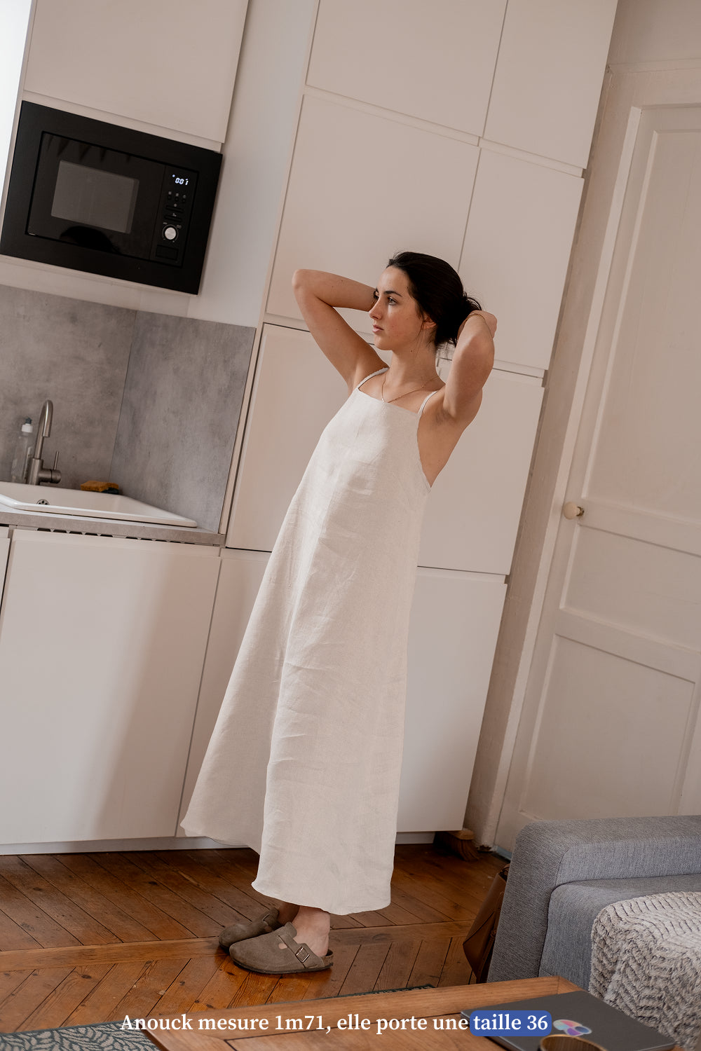 La robe longue en lin blanche - Made in France