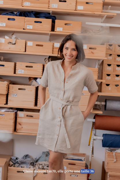 Robe courte en lin - Fabriquée en France