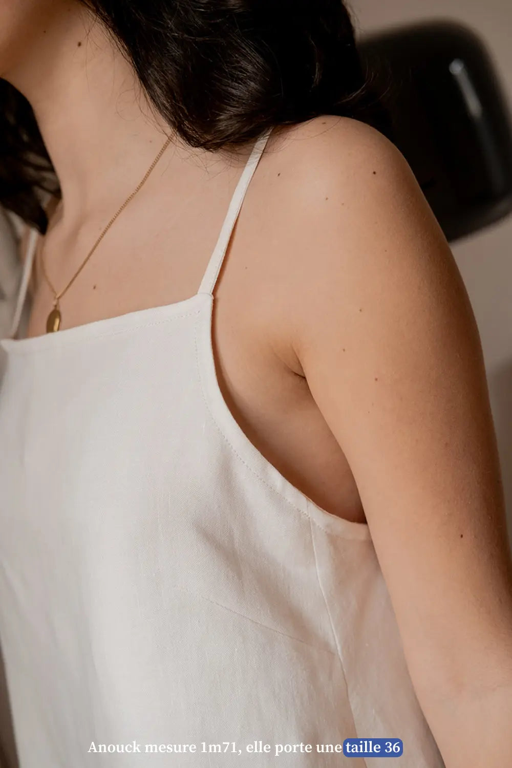 Robe en lin à bretelles dos nu blanche made in france