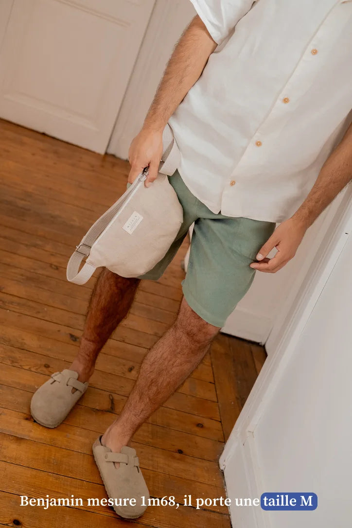 Short vert en lin pour homme - Vêtement Made in France