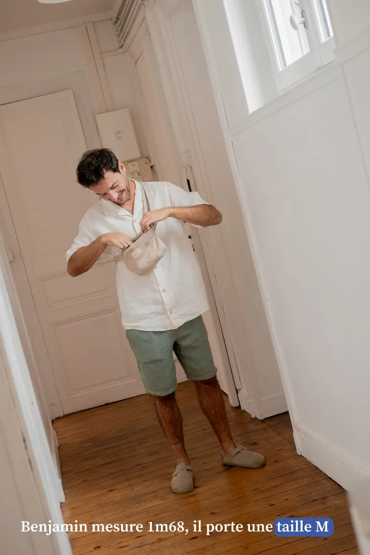 Short vert en lin pour homme - Vêtement Made in France