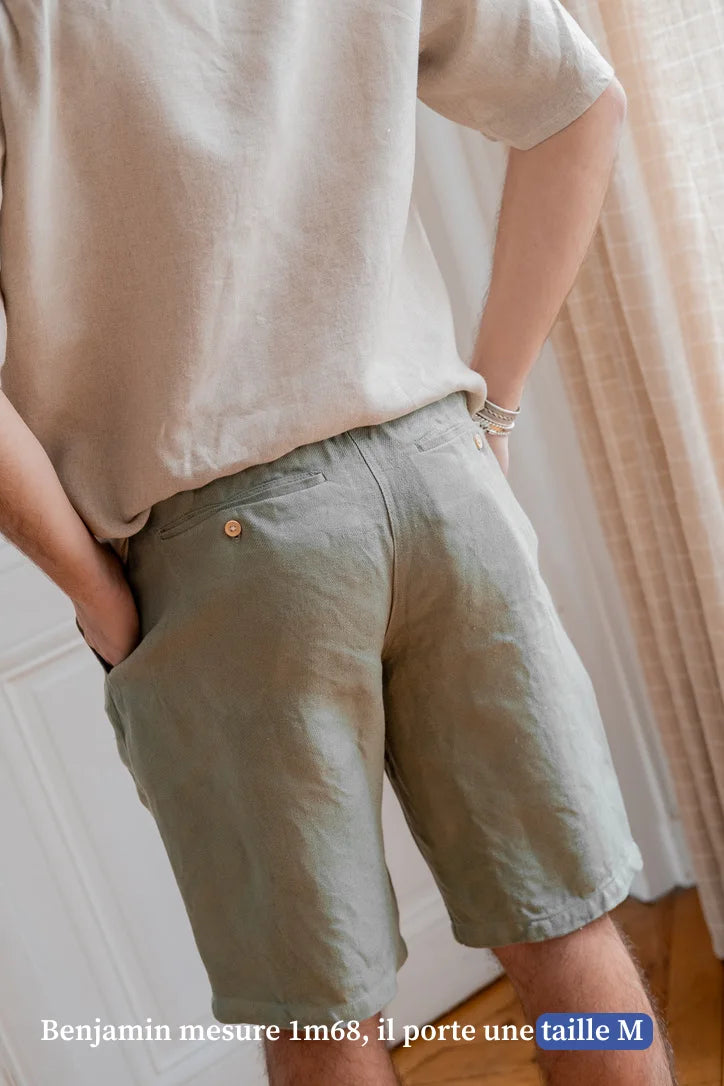Short vert en lin pour homme - Vêtement Made in France