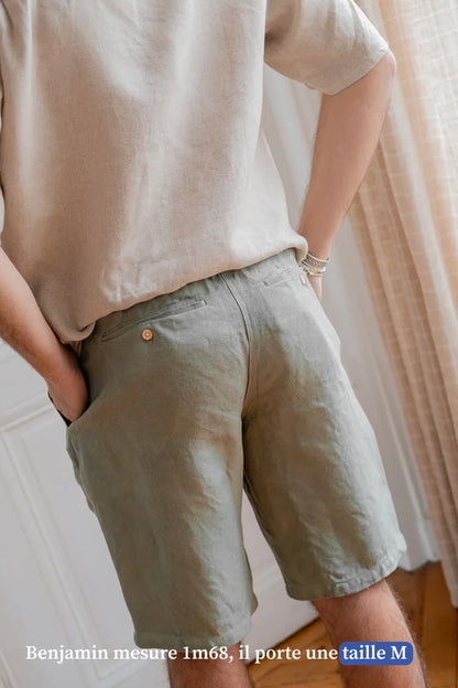 Short vert en lin pour homme - Vêtement Made in France