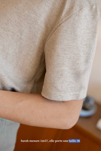 Le t-shirt manches courtes beige