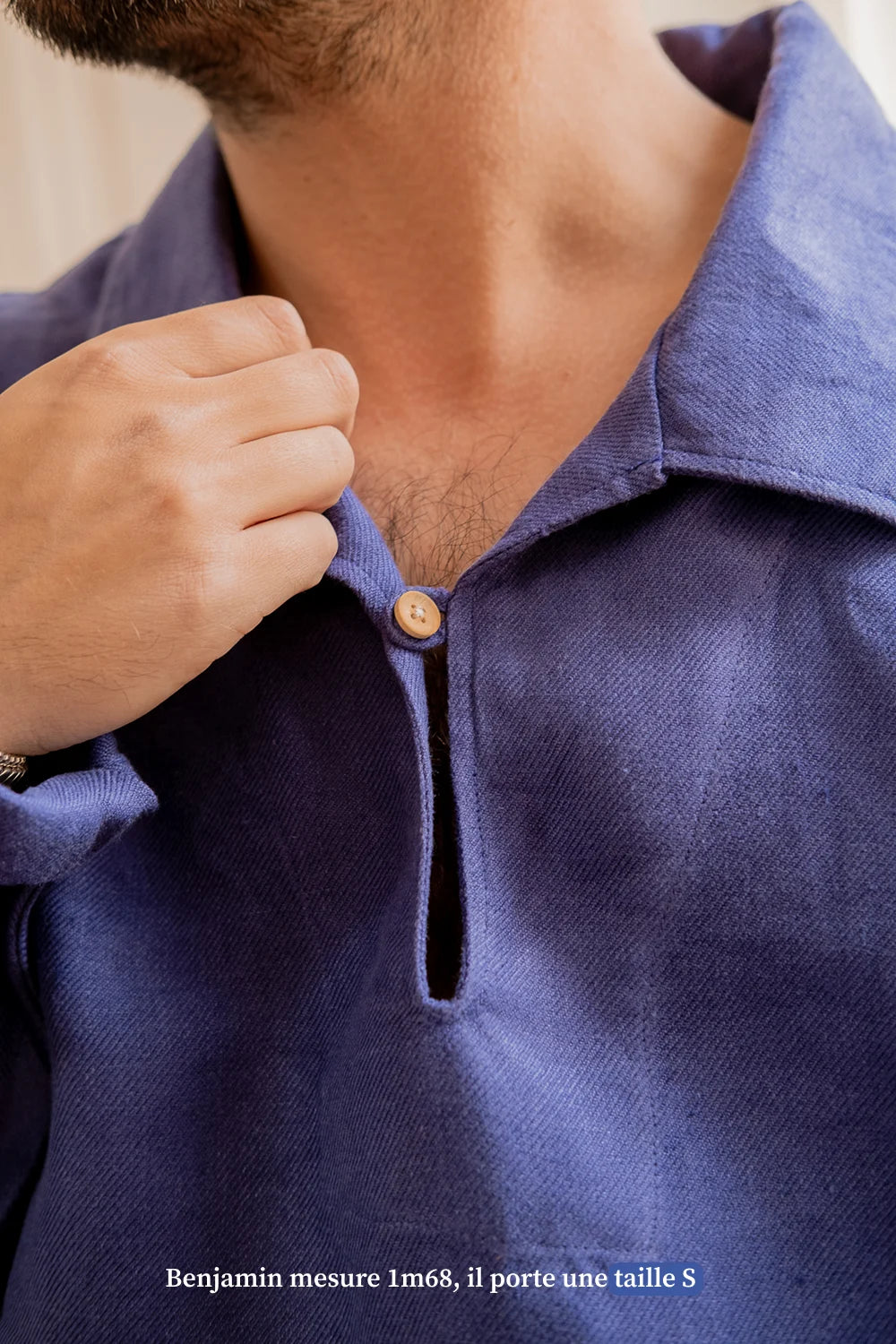Vareuse bleue en lin pour homme - vetement Made in France