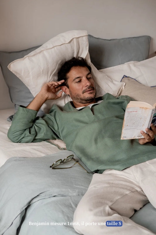 Vareuse en lin verte pour homme - vetement Made in France