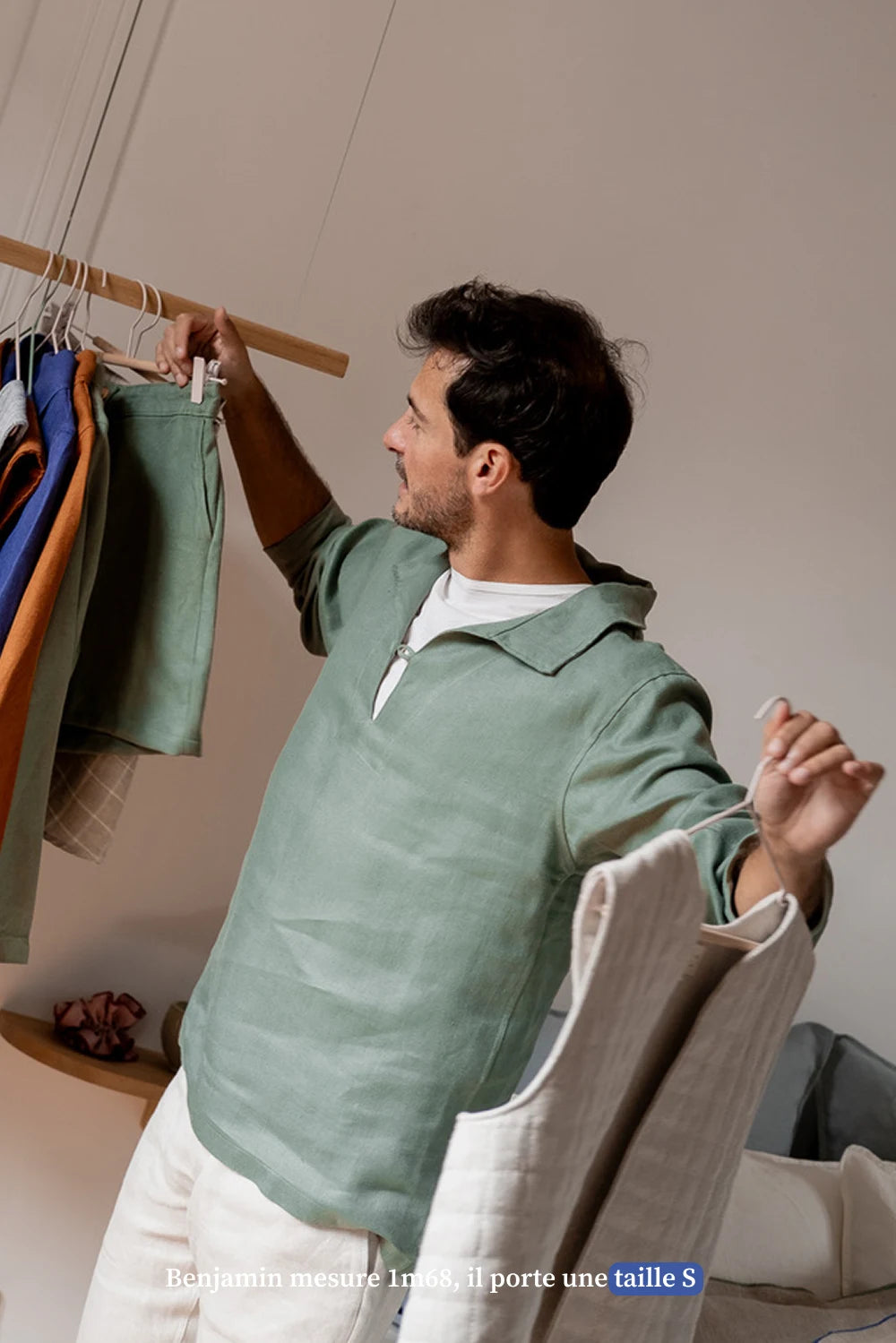 Vareuse en lin verte pour homme - vetement Made in France