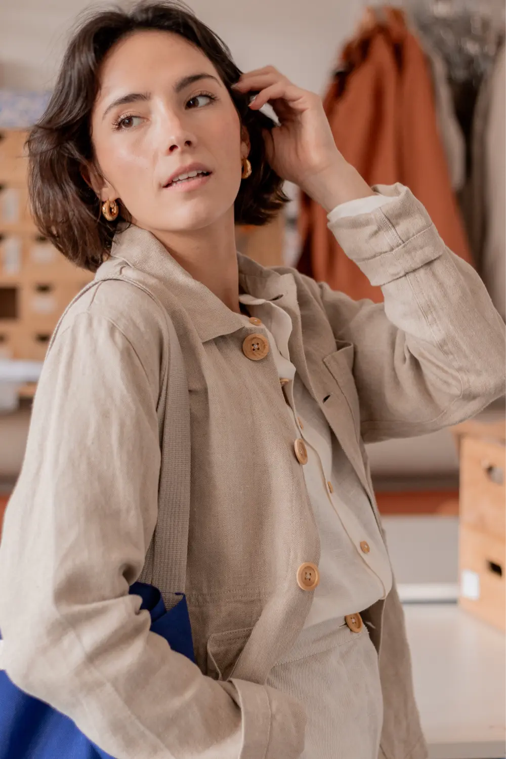 Veste de travail en lin femme Made in France