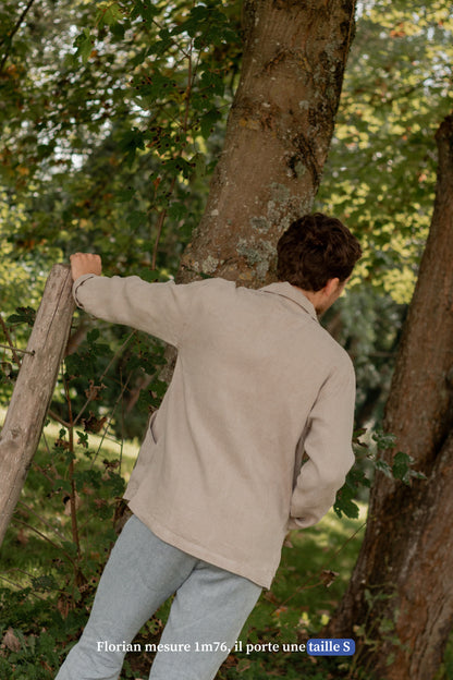 Veste de travail en lin beige - Made in France