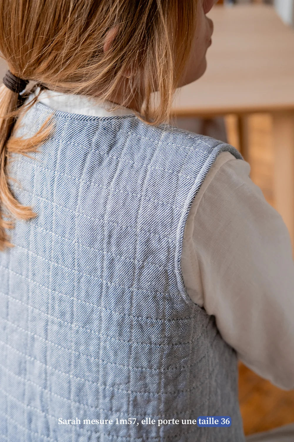 Veste sans manches bleu en lin pour femme - vêtement Made in France