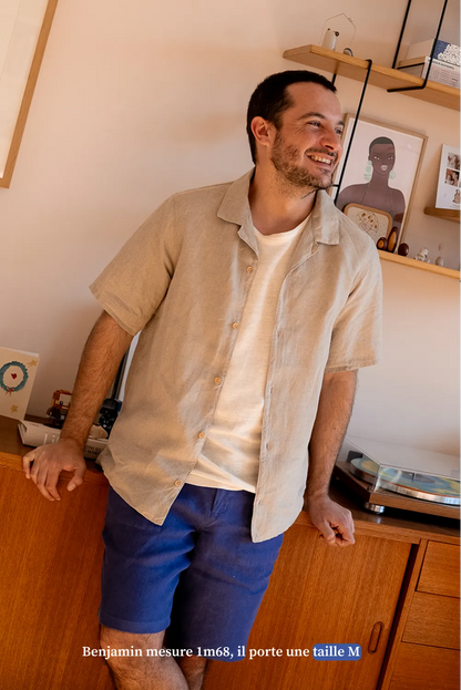 La chemise manches courtes beige